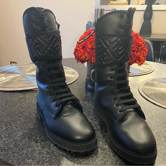 Fendi Leather Combat Boots - Picture 2 of 11